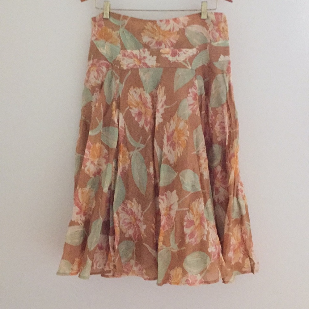 DKNY linen flower print skirt Size 12